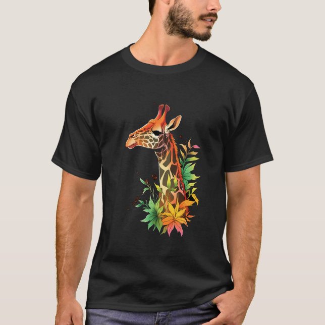 Giraffe Zoo Animal Zookeeper Safari T Shirt (Framsida)