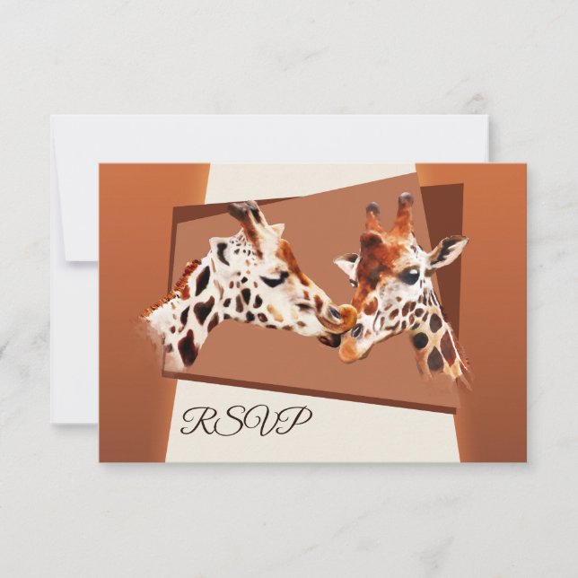 Giraffe Zoo Safari Bröllop Svarskort Inbjudningar (Framsida)