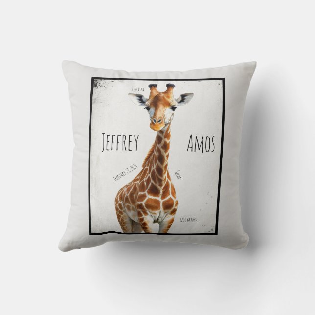 Giraffen med födelsedatum kudde (Baksida)