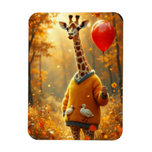 Giraffen och den röda ballongen magnet