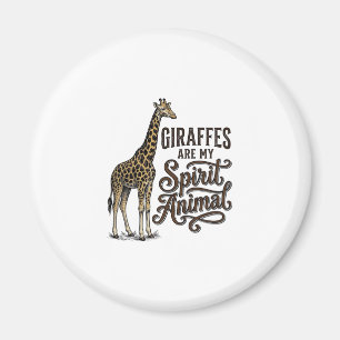 Giraffer Är Min Andliga Djur Vintage T-Shirt Desig Magnet