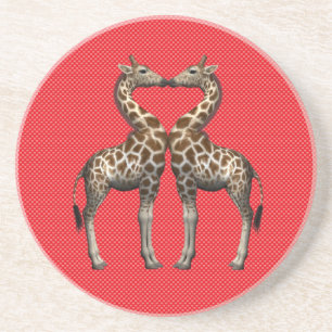 Giraffer Förälskade Underlägg Sandsten