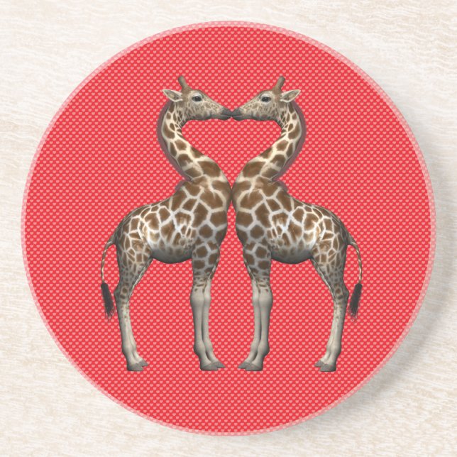 Giraffer Förälskade Underlägg Sandsten (Framsidan)