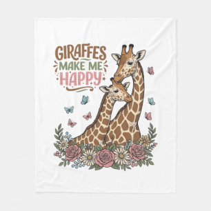 Giraffer gör mig glad Vintage blommig skjorta desi Fleecefilt