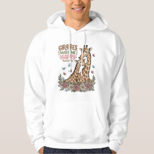 Giraffer gör mig glad vintage blommig skjorta desi hoodie