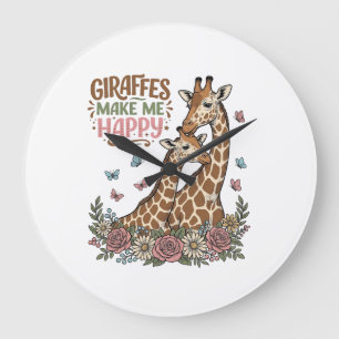 Giraffer gör mig glad vintage blommig skjorta desi stor klocka