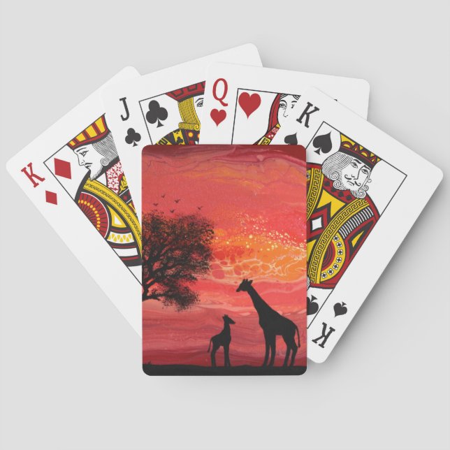 giraffer i solnedgång casinokort (Baksidan)