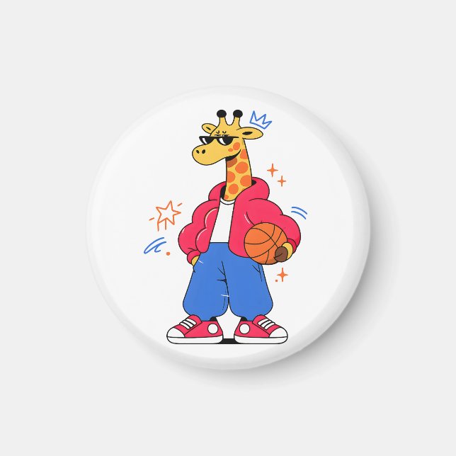 giraffer kan hoppa : Streetwear Hoops Magnet (Framsidan)