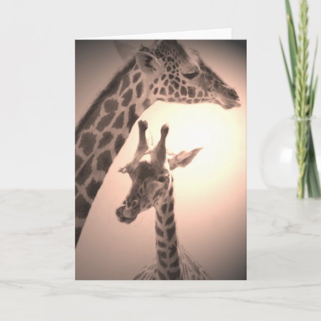 giraffer, mor och barn kort (Framsida)