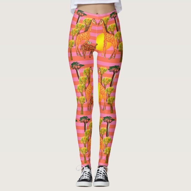 Giraffer och kamelskinn leggings (Framsida)