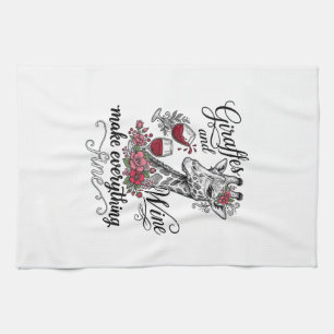 Giraffer Och Vin Vintage Gravyr T-Shirt Design_1 Kökshandduk