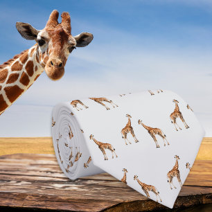 Giraffer Vilda Mönster Ljusgrå Slips