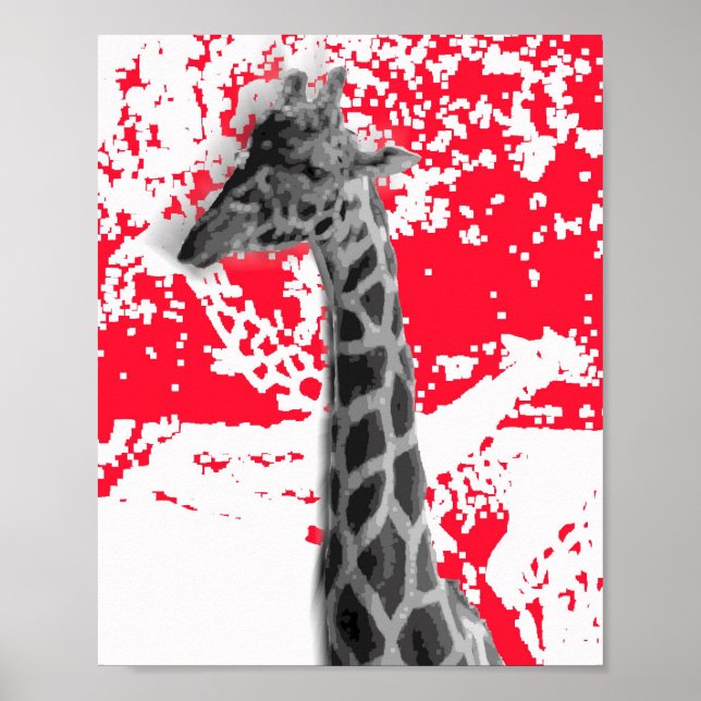 Giraffes, Abstrakt i rött Poster (Framsidan)