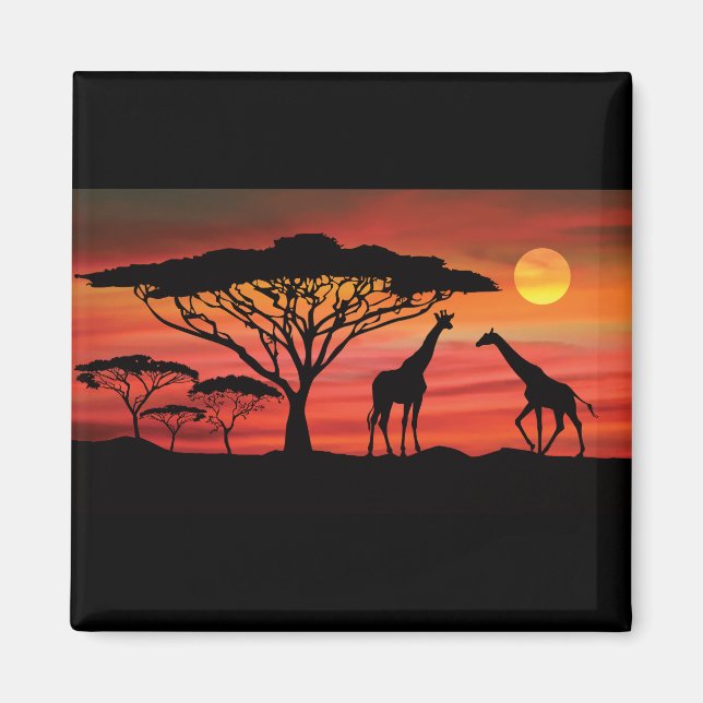 Giraffes-and-Sunset- Magnet (Framsidan)