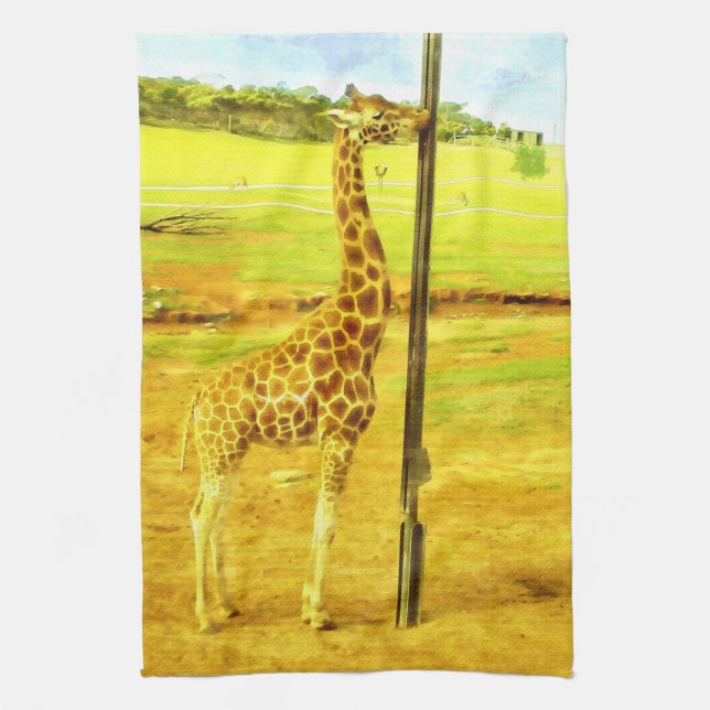 Giraffes är så Coola Watercolor. Kökshandduk (Vertikal)