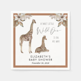 Giraffes Boho Watercolor Baby Shower Pappersservett