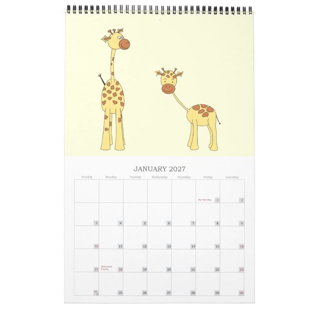 Giraffes Calendar 2013. Stäng av Tecknader. Kalender (Jan 2027)