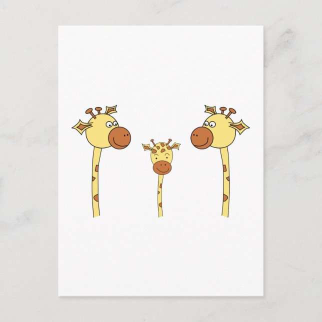 Giraffes familj. Tecknad. Vykort (Framsida)