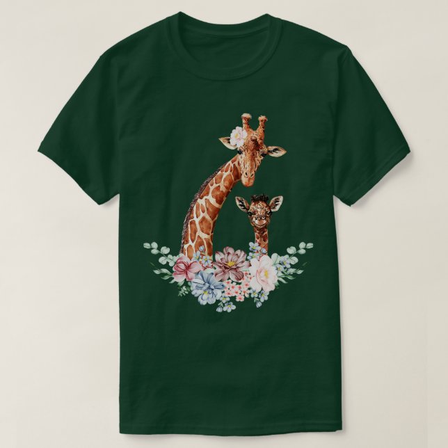 Giraffes Flowers Giraffe Älskare Zoo Animal Wildli T Shirt (Design framsida)
