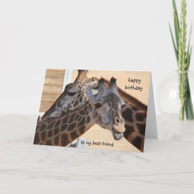 Giraffes Grattis på födelsedagen Best Friend, blan Kort (Framsida)