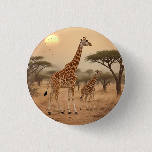Giraffes i Afrika Knapp (Framsida)