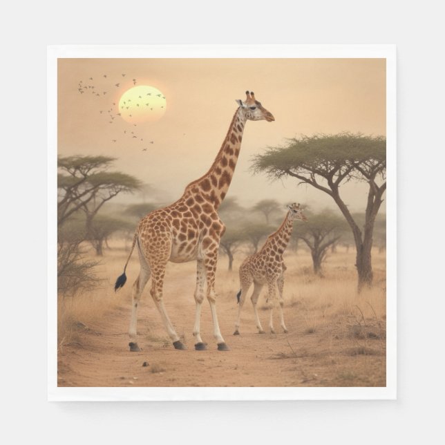 Giraffes i Afrika Pappersservett (Framsidan)