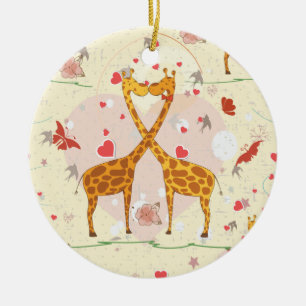 Giraffes i Kärlek Julgransprydnad Keramik