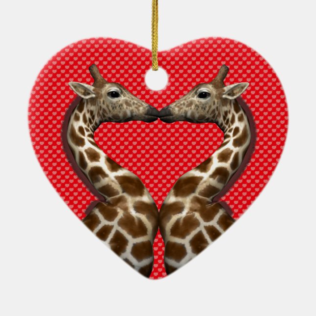 Giraffes i Kärlek Julgransprydnad Keramik (Baksidan)