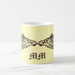 Giraffes Illustration Blek Gult Mugg