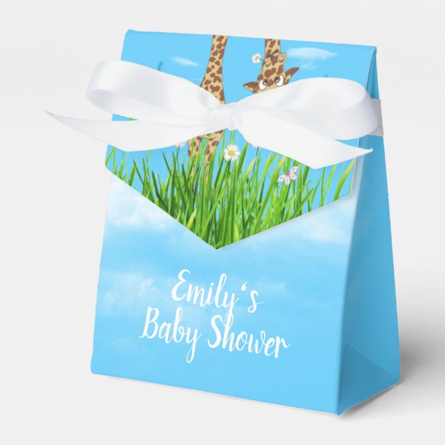 Giraffes in Grass with Daisy Presentaskar (Framsidan Sidan)