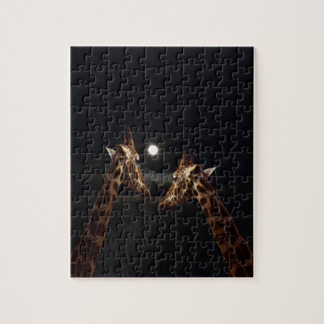 Giraffes_in månljuset. pussel (Vertikal)