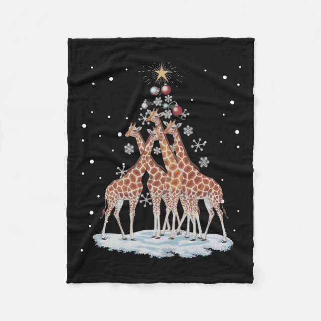 Giraffes Julafton Träd Giraffe Julgran Merry Ch Fleecefilt (Framsidan)