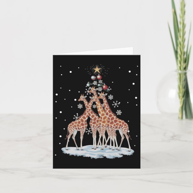 Giraffes Julafton Träd Giraffe Julgran Merry Ch Kort (Framsida)