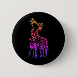 Giraffes Kiss färglös konst Round Badge Knapp