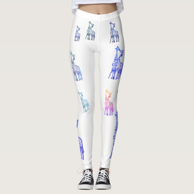 Giraffes Kiss, Lår, Anpassningsbar Leggings (Framsida)