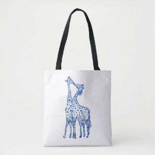 Giraffes Kiss Teckning All-over-Print Tote Bag Tygkasse