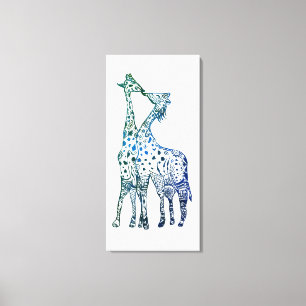 Giraffes Kiss Teckning Single Print Canvastryck
