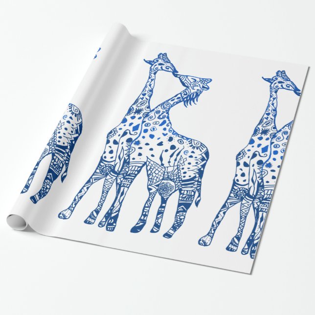 Giraffes Kiss Wrapping Papper Presentpapper (Utrullad)