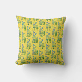 Giraffes, kyss, Romantik Throw Cushion,Gult Kudde