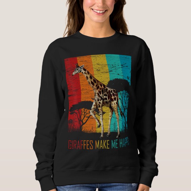 Giraffes Make Me Happy Zoo Keeper Animal  Giraffe T Shirt (Framsida)