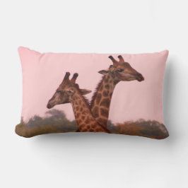 Giraffes med rosa himmel lumbarkudde