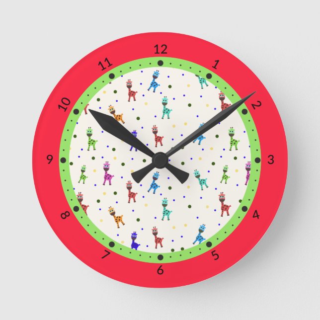 Giraffes mönster rund klocka (Framsida)