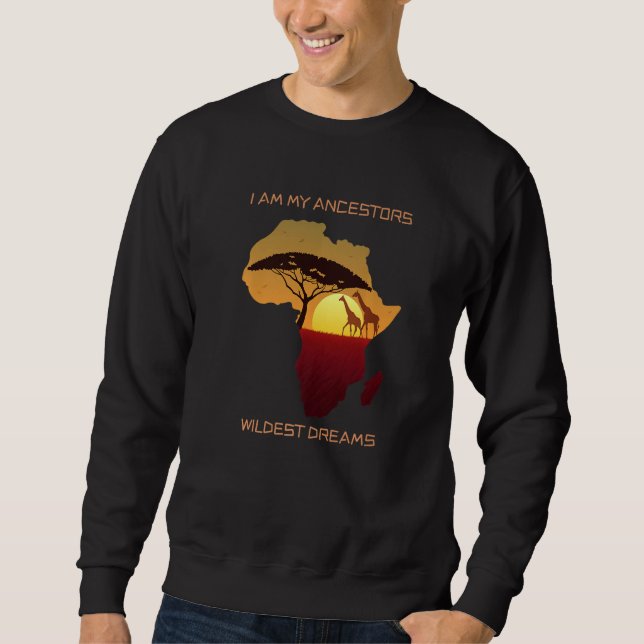 Giraffes och Afrika Karta är jag mina föregångare  Lång Ärmad Tröja (Framsida)