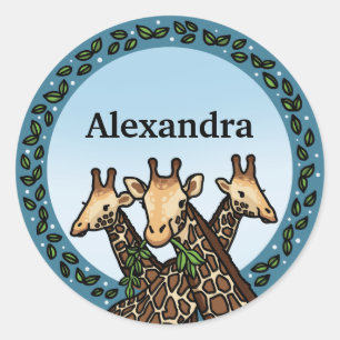 Giraffes och Laurel, lägg till ditt namn Runt Klistermärke