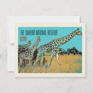 Giraffes of Kenya in Nairobi National Reserve Vykort