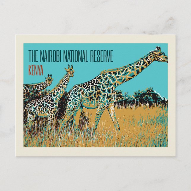 Giraffes of Kenya in Nairobi National Reserve Vykort (Framsida)