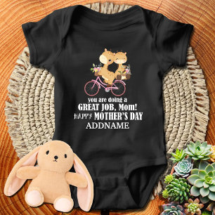 Giraffes on Bike Custom Name Lycklig 1:a Mors dag T Shirt