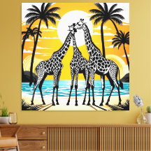 Giraffes on the Beach