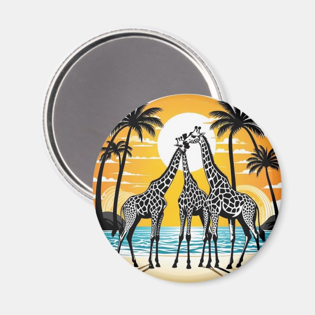 Giraffes on the Beach Magnet (Front/Back)