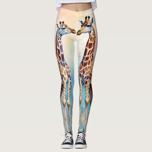 Giraffes par i Kärlek i pastel Garden Leggings (Framsida)